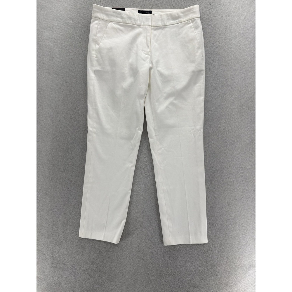 Tommy Hilfiger Ankle Pants Womens 6 White Twill Slim Tapered Stretch Dress Work